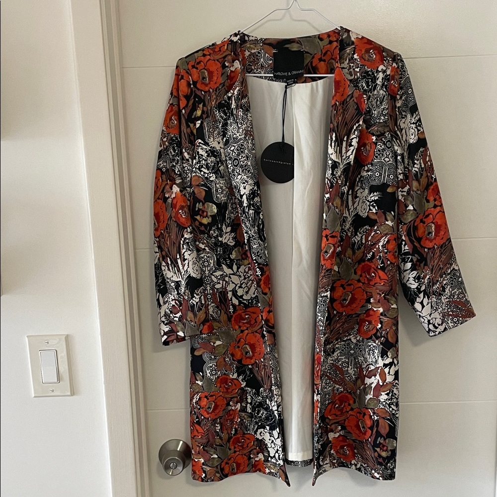 Harlowe & Graham Floral Print Open Blazer Medium
